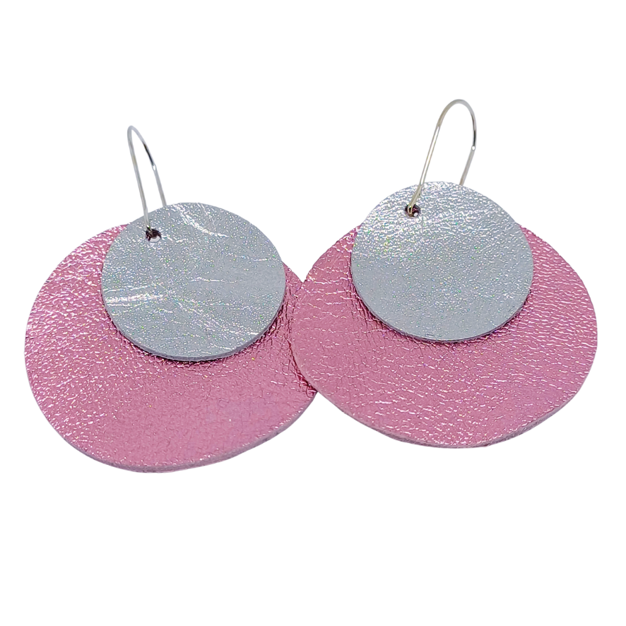 Full Circle Earrings | Metallic Pink & Silver