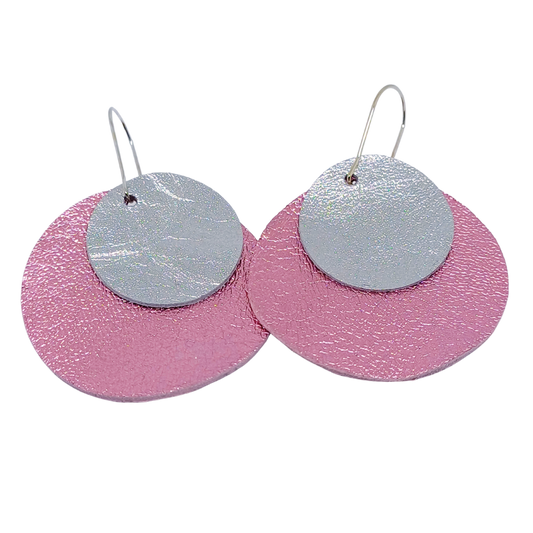 Full Circle Earrings | Metallic Pink & Silver