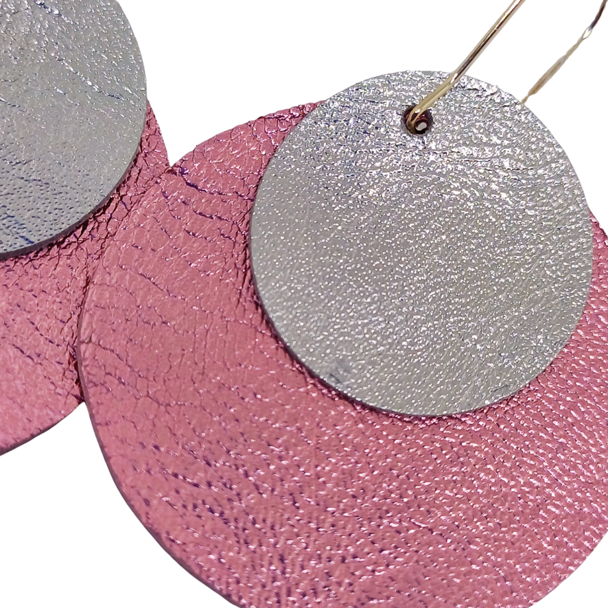 Full Circle Earrings | Metallic Pink & Silver