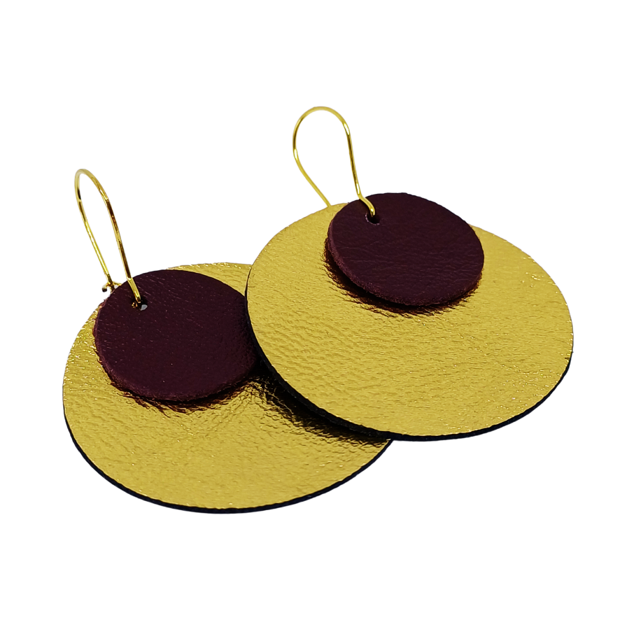 Full Circle Earrings | Gold & Burgundy