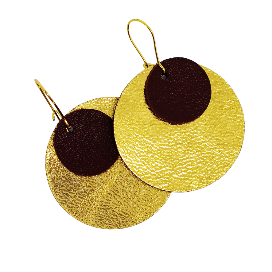 Full Circle Earrings | Gold & Burgundy