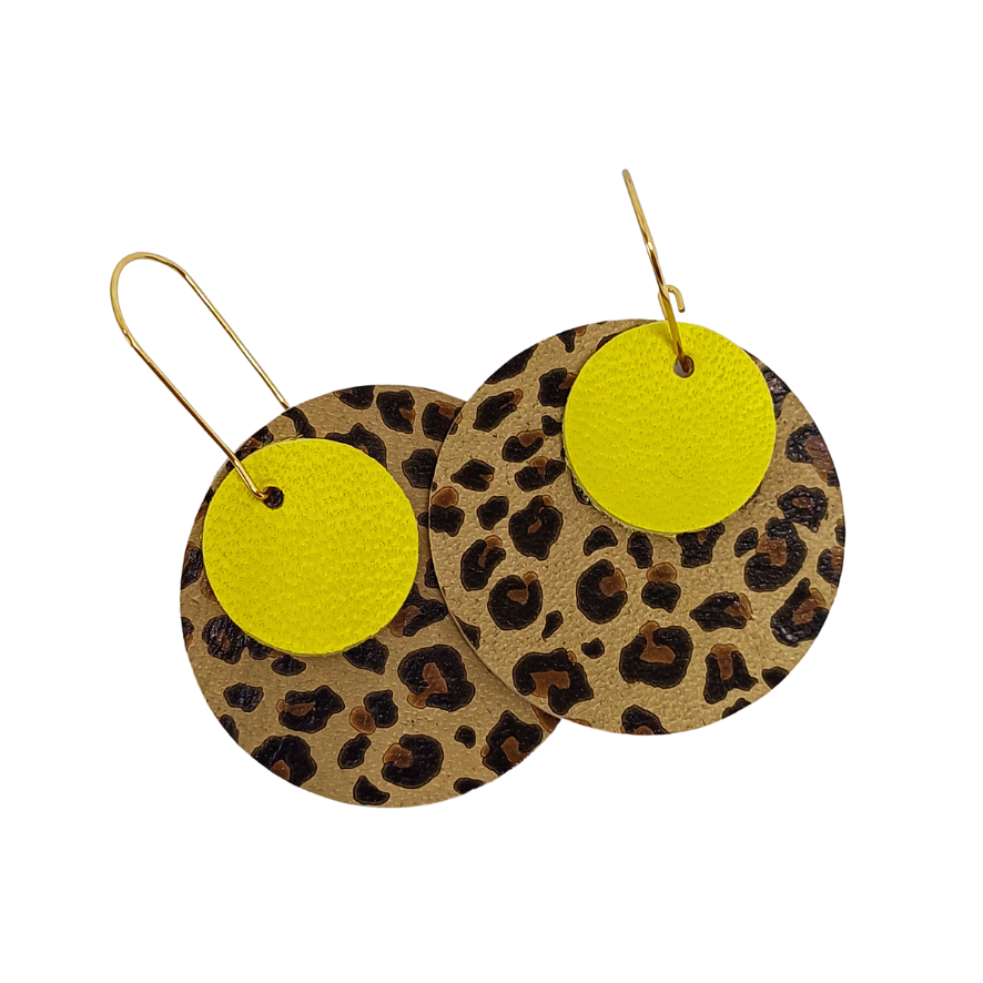 Full Circle Earrings | Animal Print & Yellow