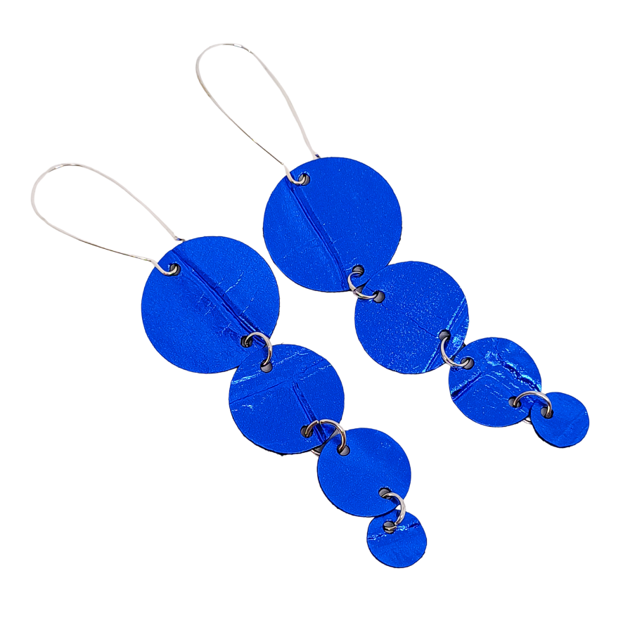 Join the Dots Earrings | Metallic Blue Mock Croc