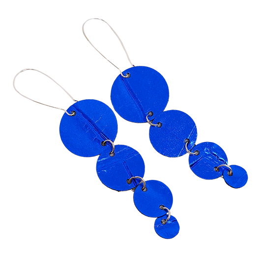 Join the Dots Earrings | Metallic Blue Mock Croc