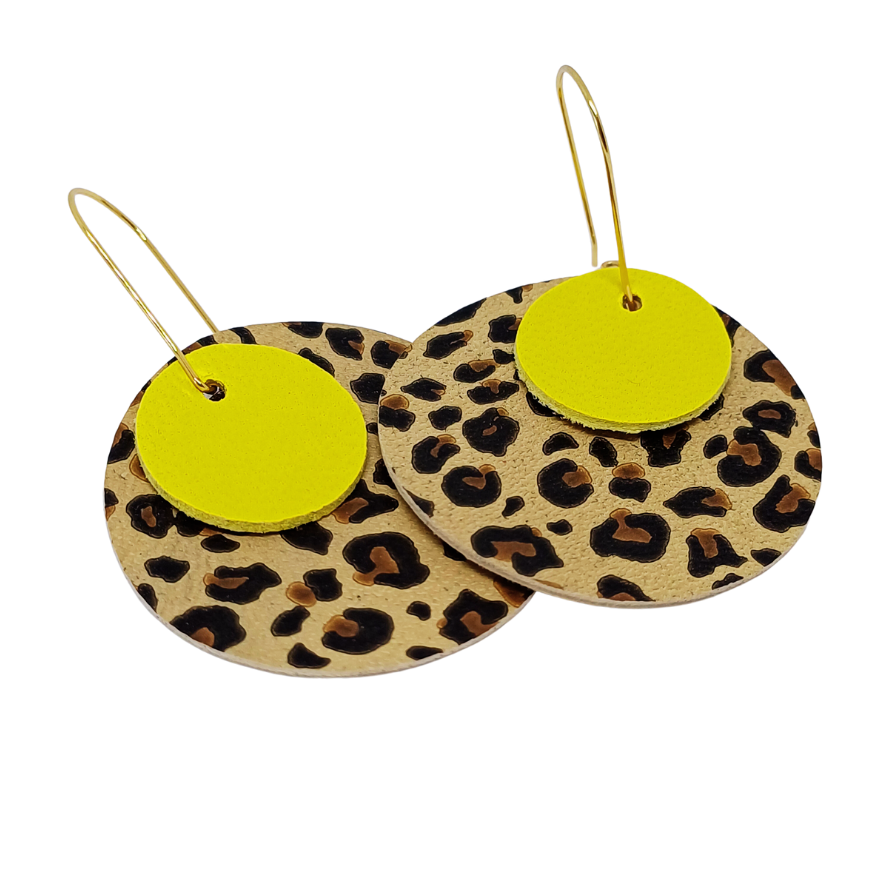 Full Circle Earrings | Animal Print & Yellow