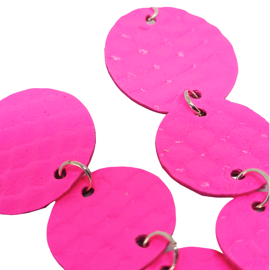 Join the Dots Earrings | Shocking Pink Mock Croc