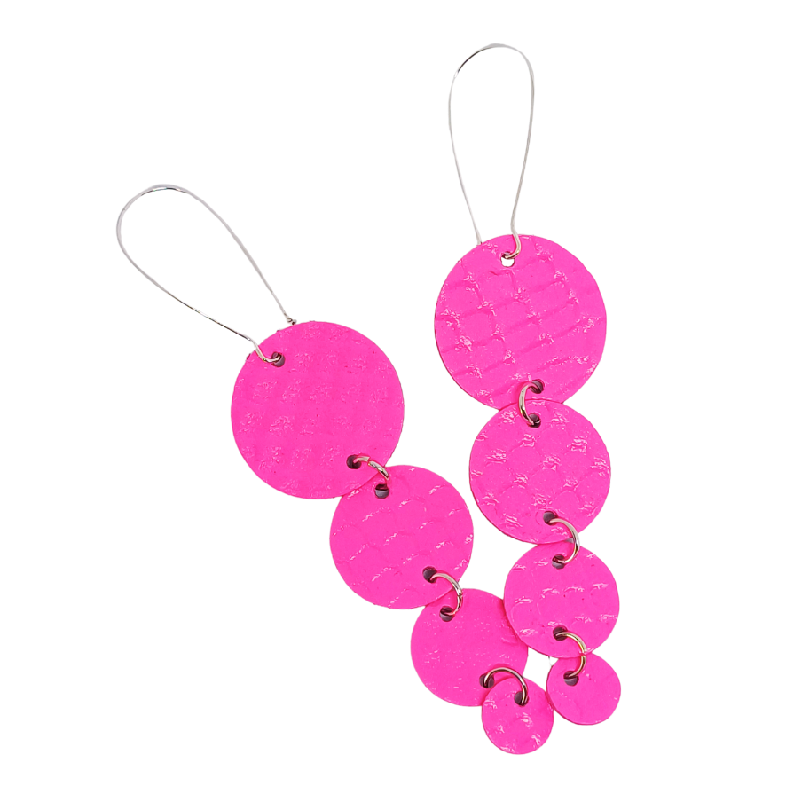 Join the Dots Earrings | Shocking Pink Mock Croc