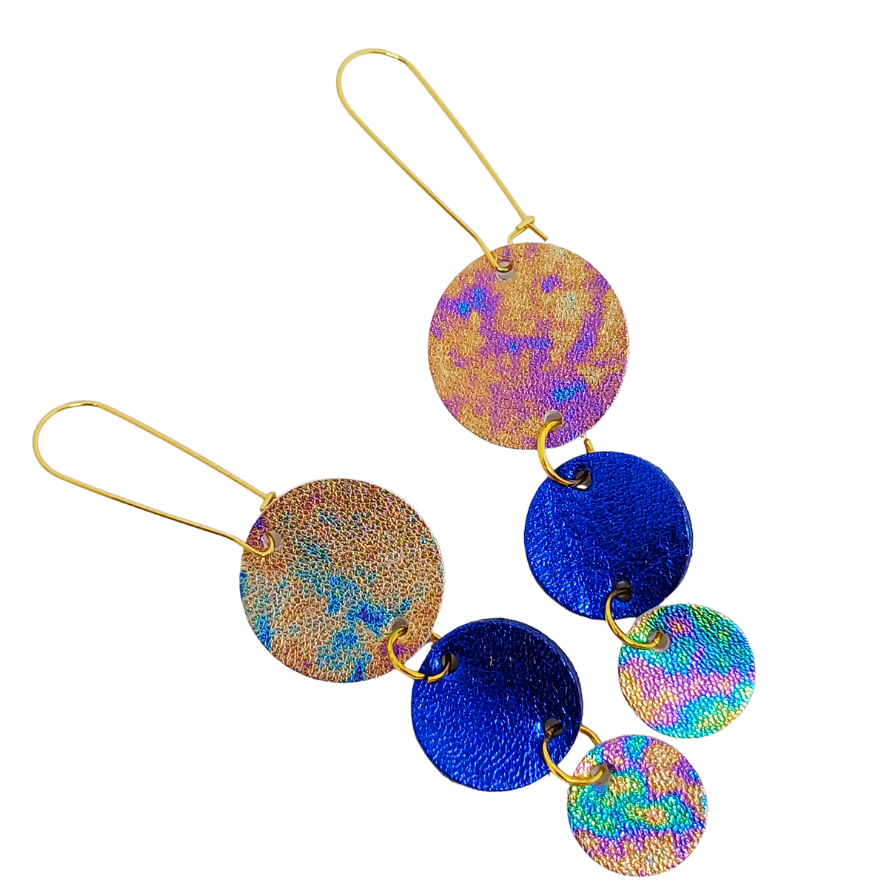 Join the Dots Earrings | Metallic Petrol Effect & Blue