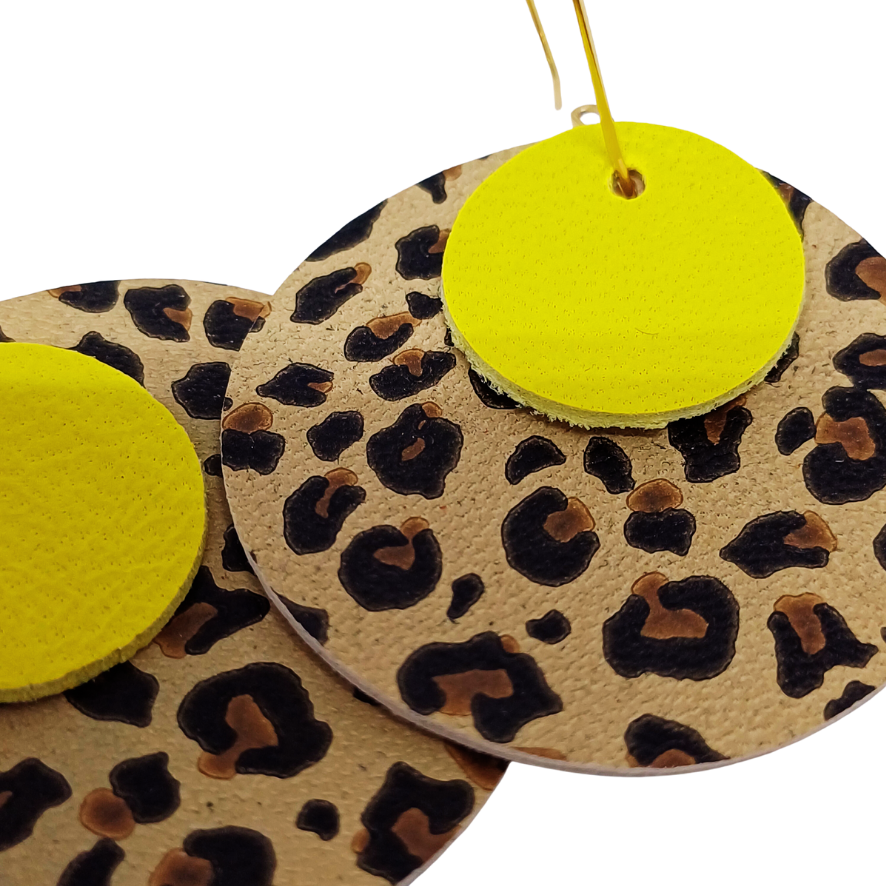 Full Circle Earrings | Animal Print & Yellow