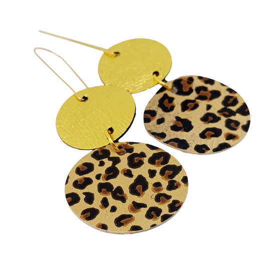 Join the Dots Earrings | Leopard Print & Bright Gold