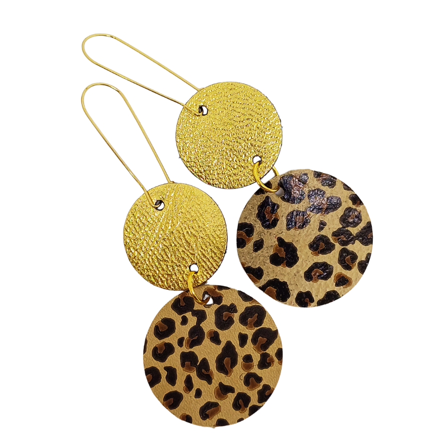 Join the Dots Earrings | Leopard Print & Bright Gold