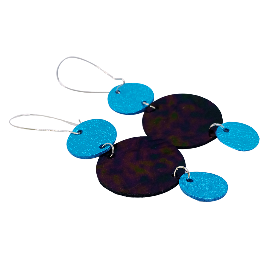 Join the Dots Earrings | Dark Petrol Effect & Metallic Turquoise