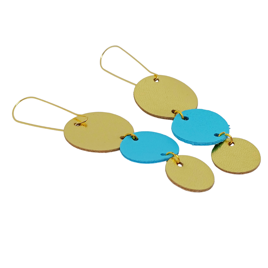 Join the Dots Earrings | Gold & Metallic Turquoise