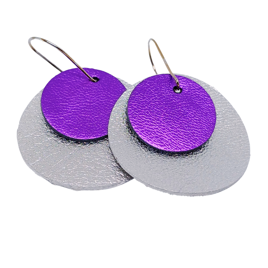 Full Circle Earrings | Silver & Metallic Purple