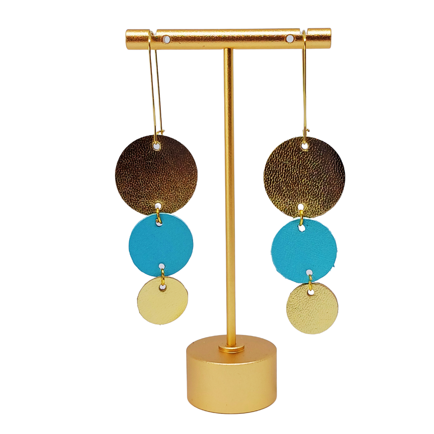 Join the Dots Earrings | Gold & Metallic Turquoise