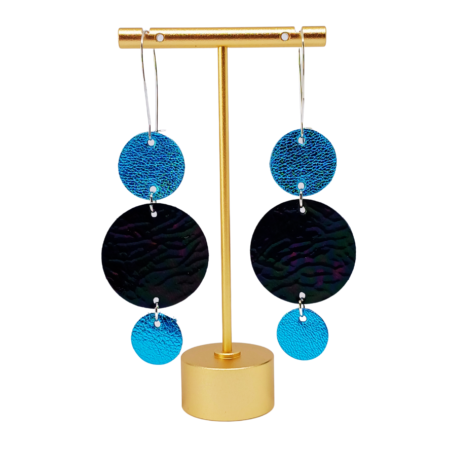 Join the Dots Earrings | Dark Petrol Effect & Metallic Turquoise