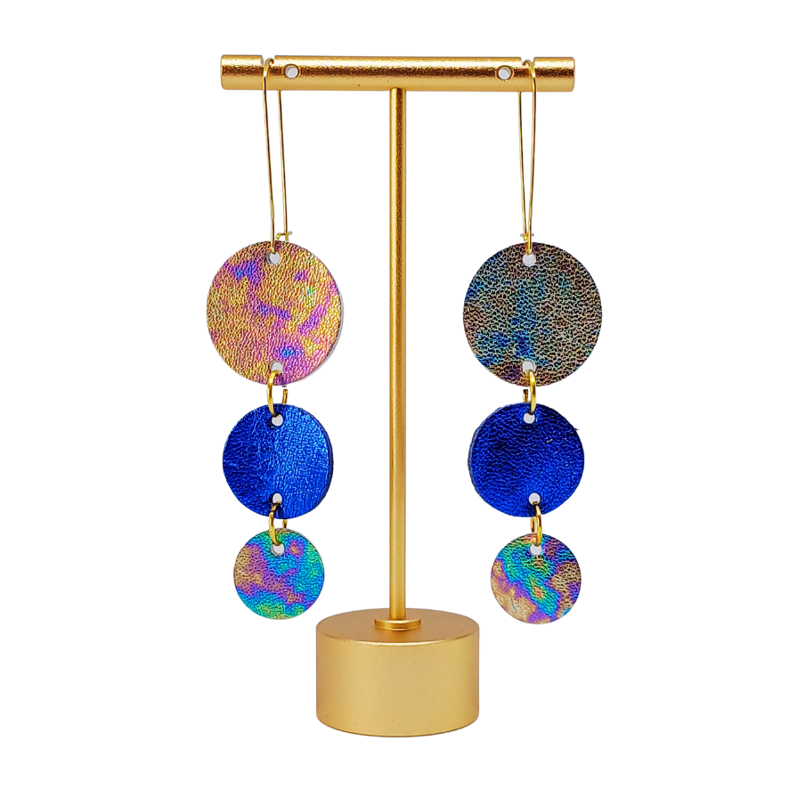 Join the Dots Earrings | Metallic Petrol Effect & Blue