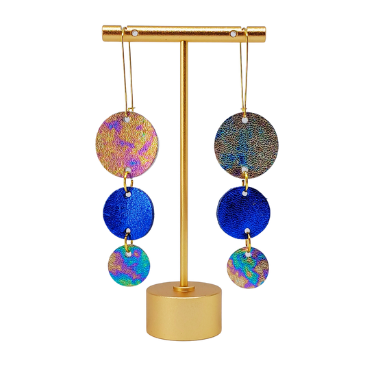 Join the Dots Earrings | Metallic Petrol Effect & Blue