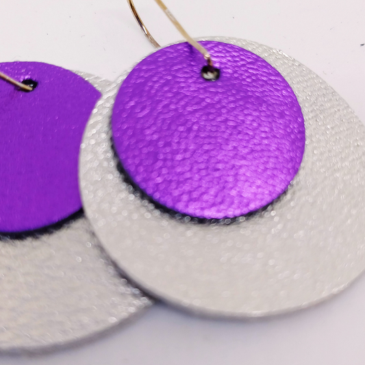 Full Circle Earrings | Silver & Metallic Purple