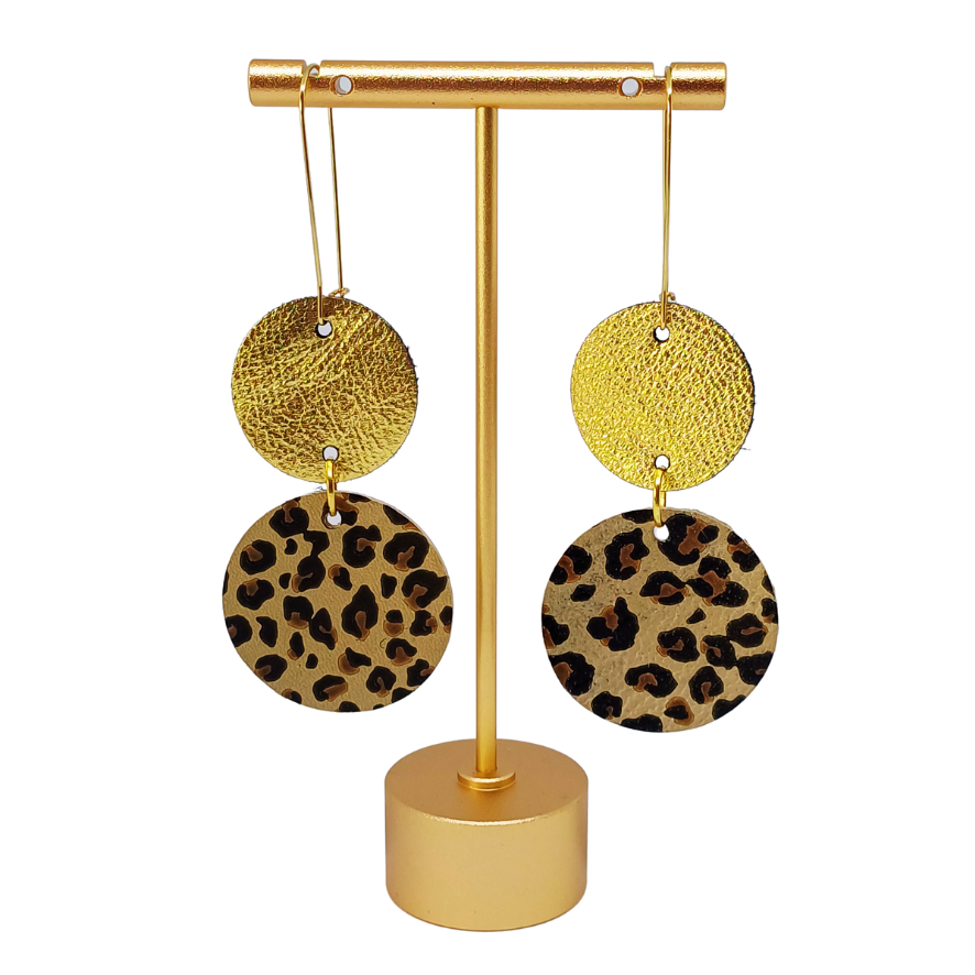 Join the Dots Earrings | Leopard Print & Bright Gold