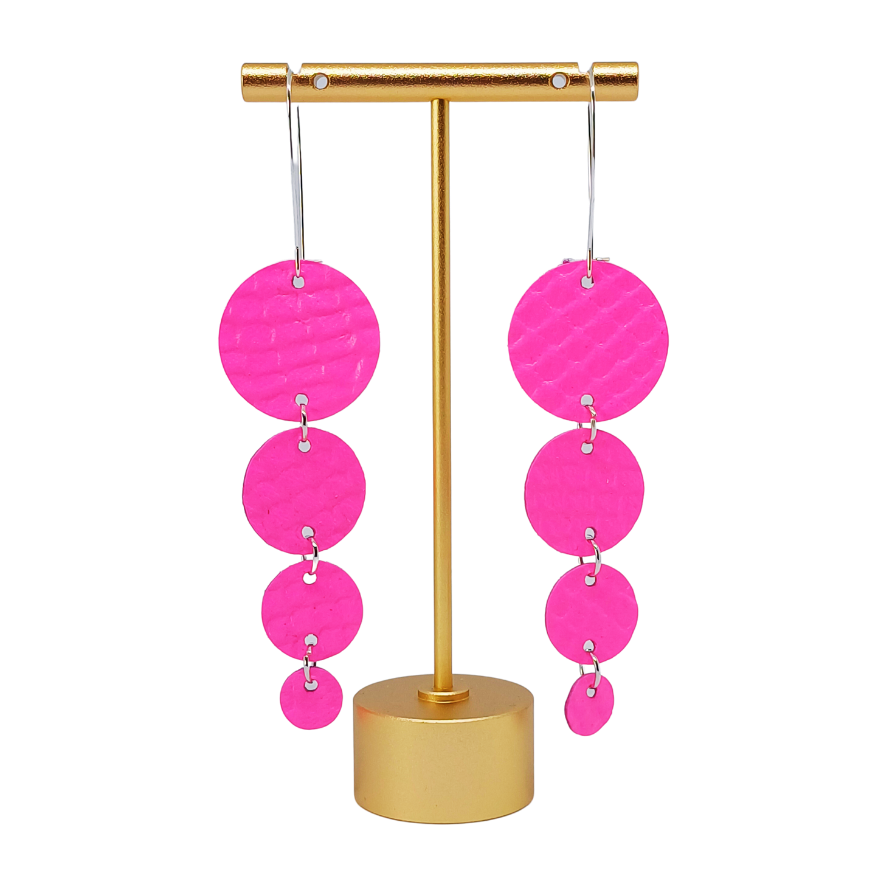 Join the Dots Earrings | Shocking Pink Mock Croc