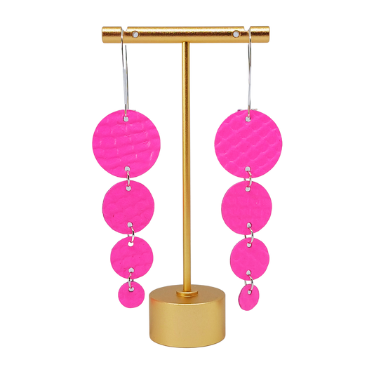 Join the Dots Earrings | Shocking Pink Mock Croc