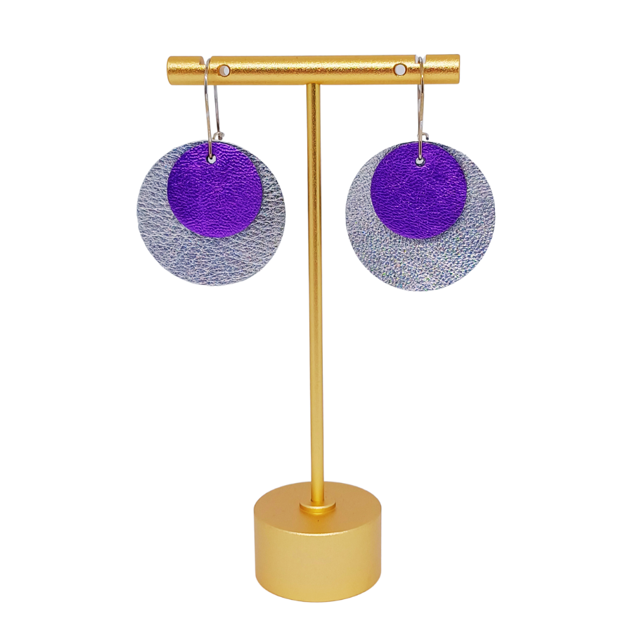 Full Circle Earrings | Silver & Metallic Purple