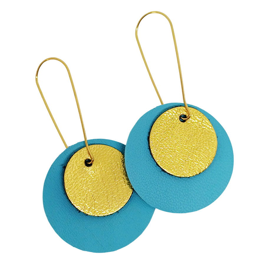 Full Circle Earrings | Tiffany Blue & Gold