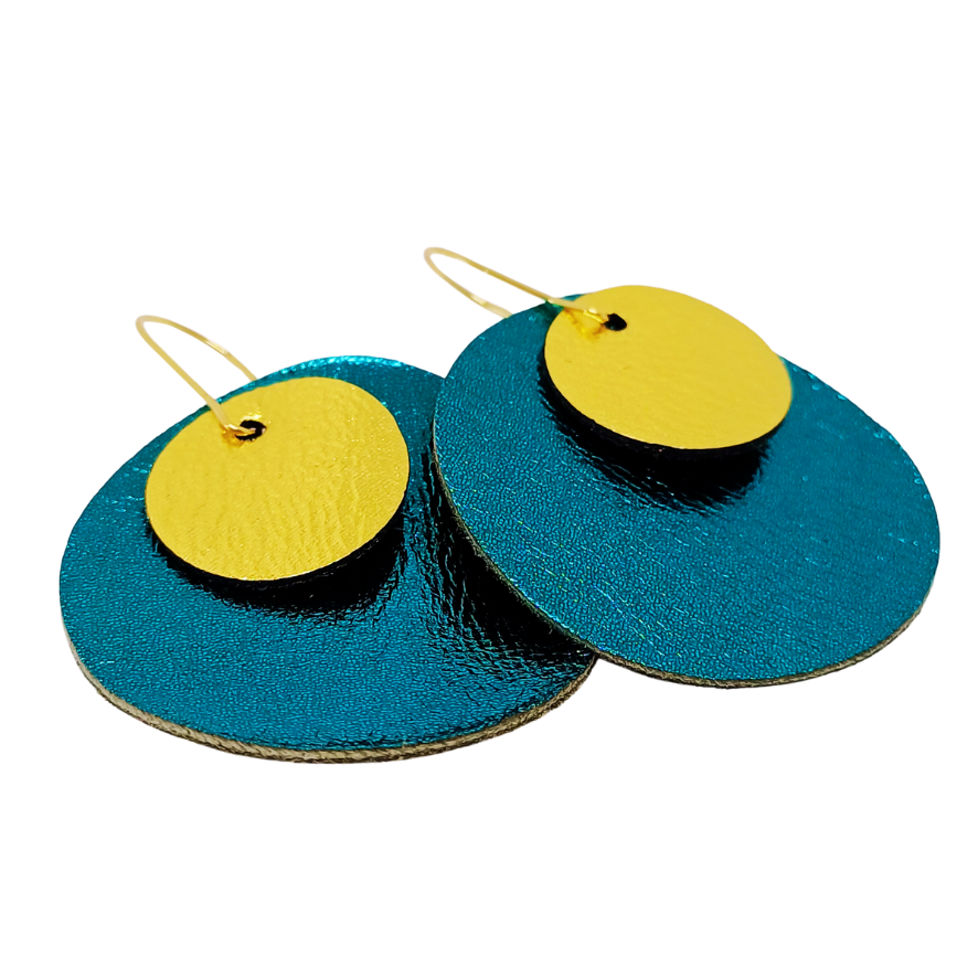 Full Circle Earrings | Metallic Peacock Green & Gold