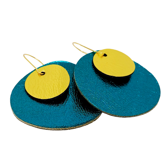 Full Circle Earrings | Metallic Peacock Green & Gold