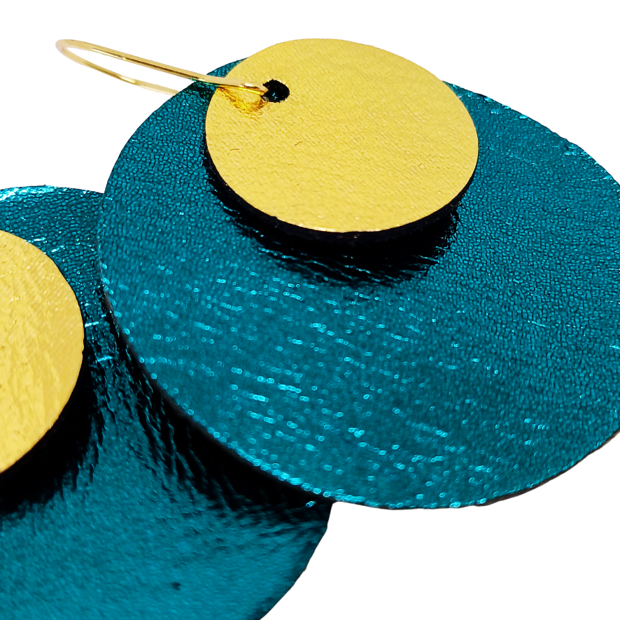 Full Circle Earrings | Metallic Peacock Green & Gold