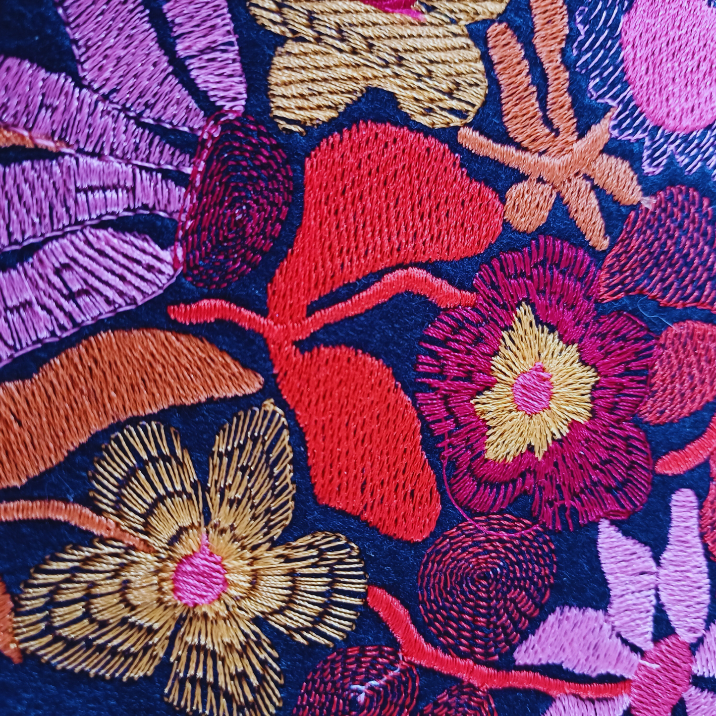 Retro floral embroidered art