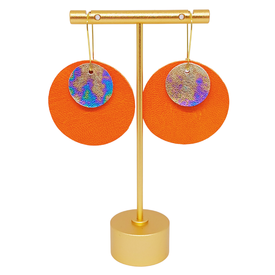 Full Circle Earrings | Orange & Petrol Effect