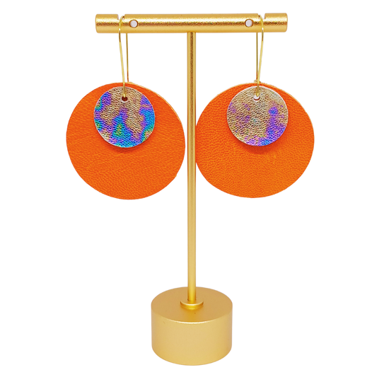 Full Circle Earrings | Orange & Petrol Effect