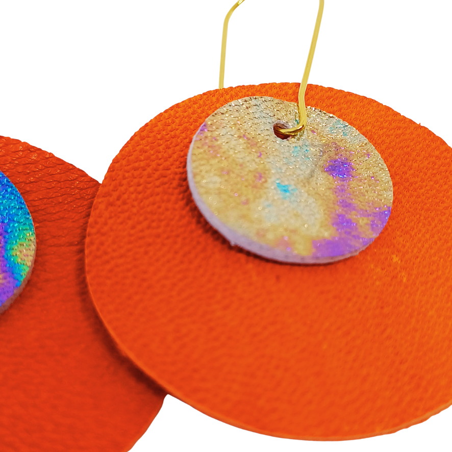 Full Circle Earrings | Orange & Petrol Effect