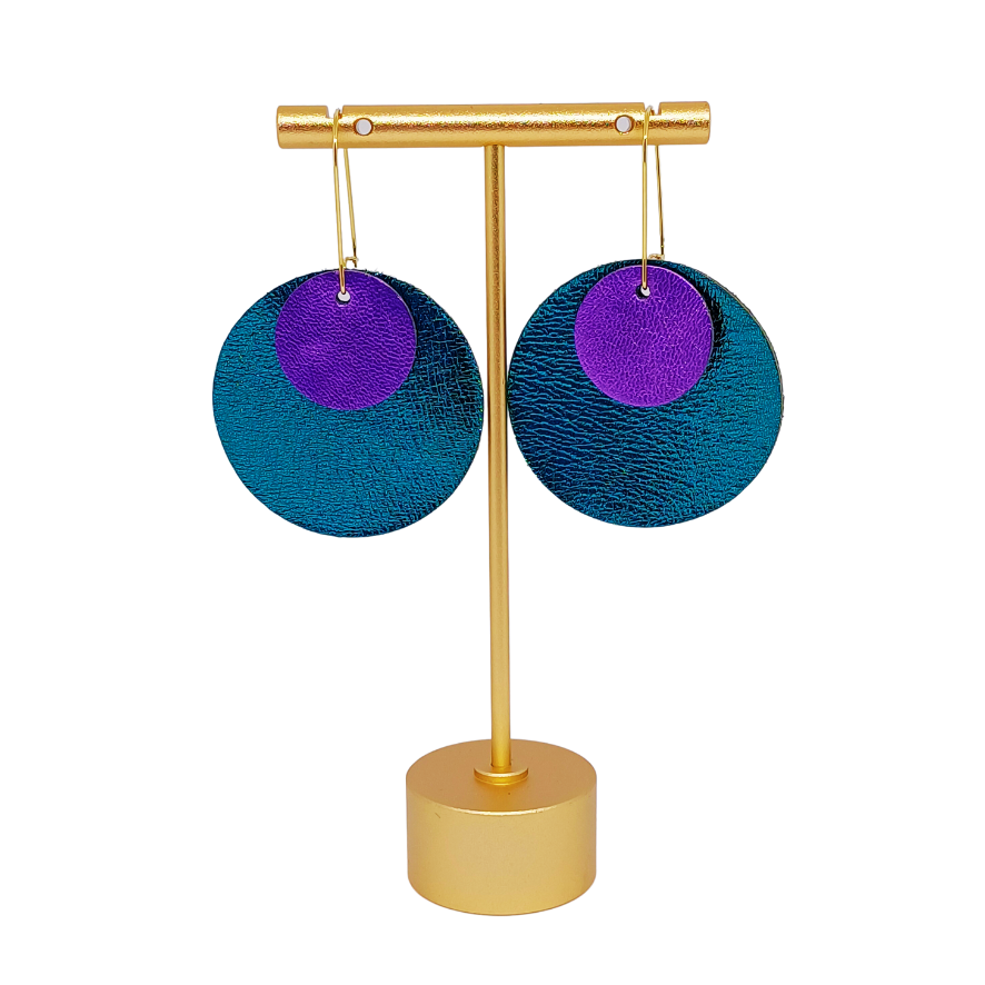 Full Circle Earrings | Metallic Peacock Green & Purple