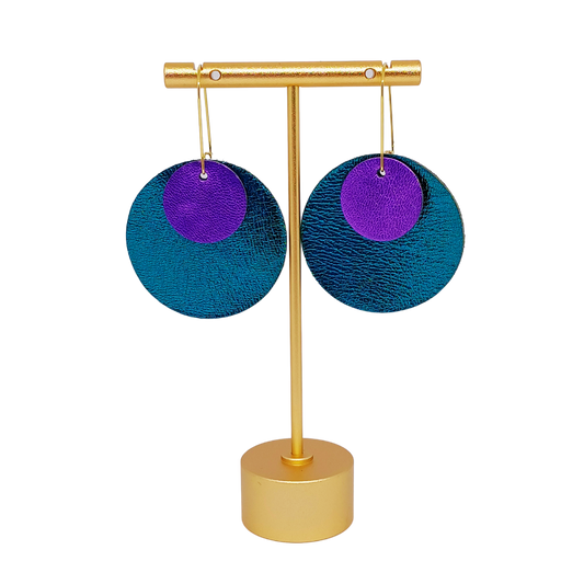 Full Circle Earrings | Metallic Peacock Green & Purple