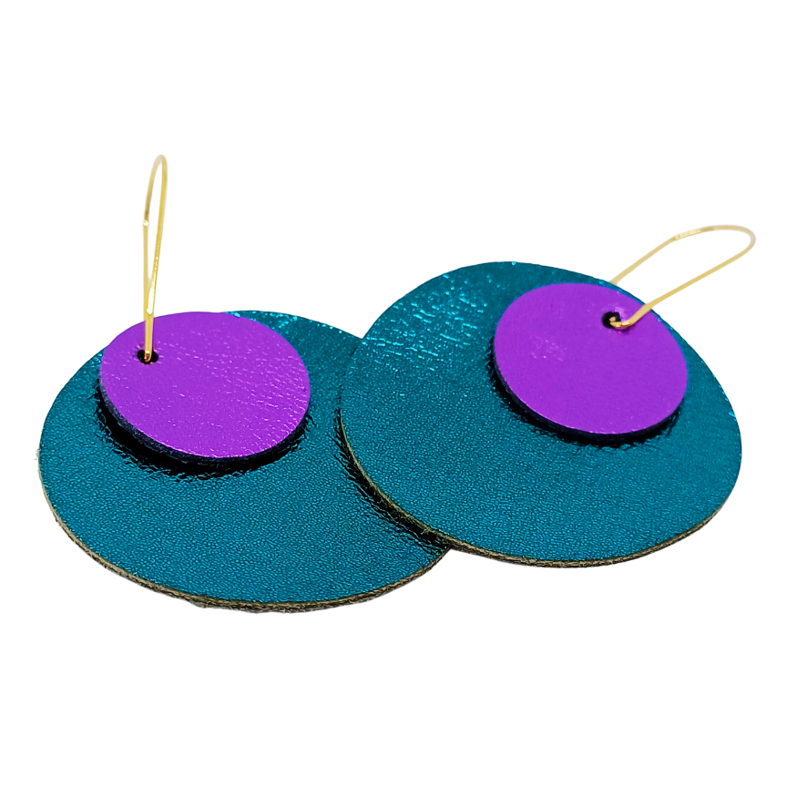 Full Circle Earrings | Metallic Peacock Green & Purple