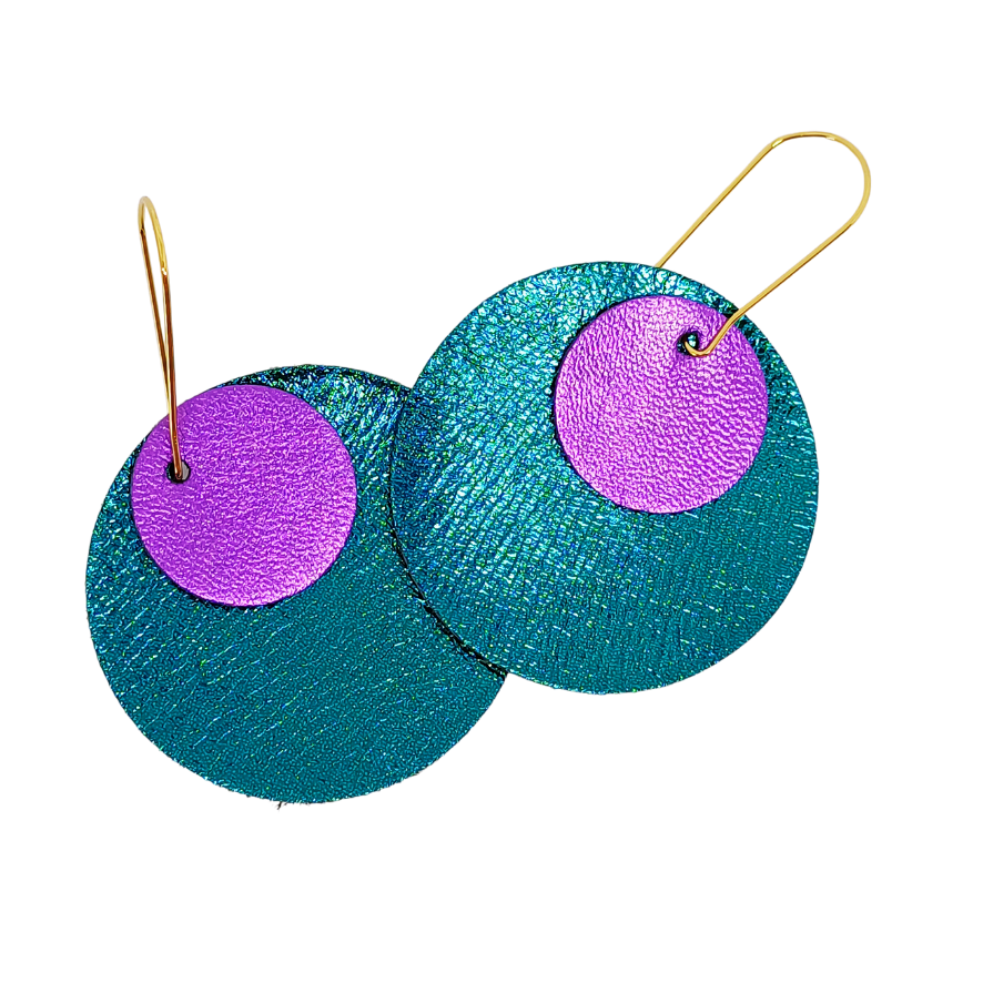 Full Circle Earrings | Metallic Peacock Green & Purple