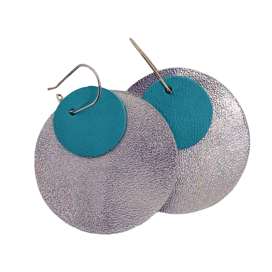 Full Circle Earrings | Metallic Silver & Tiffany Blue