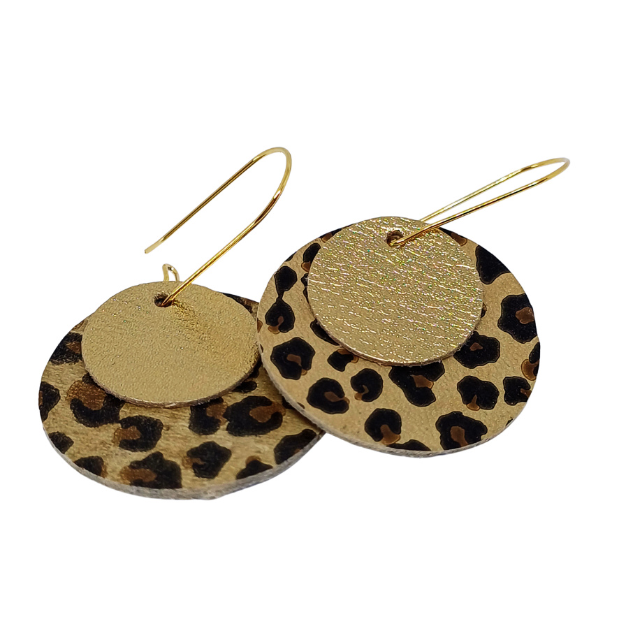 Full Circle Earrings | Leopard Print & Metallic Gold