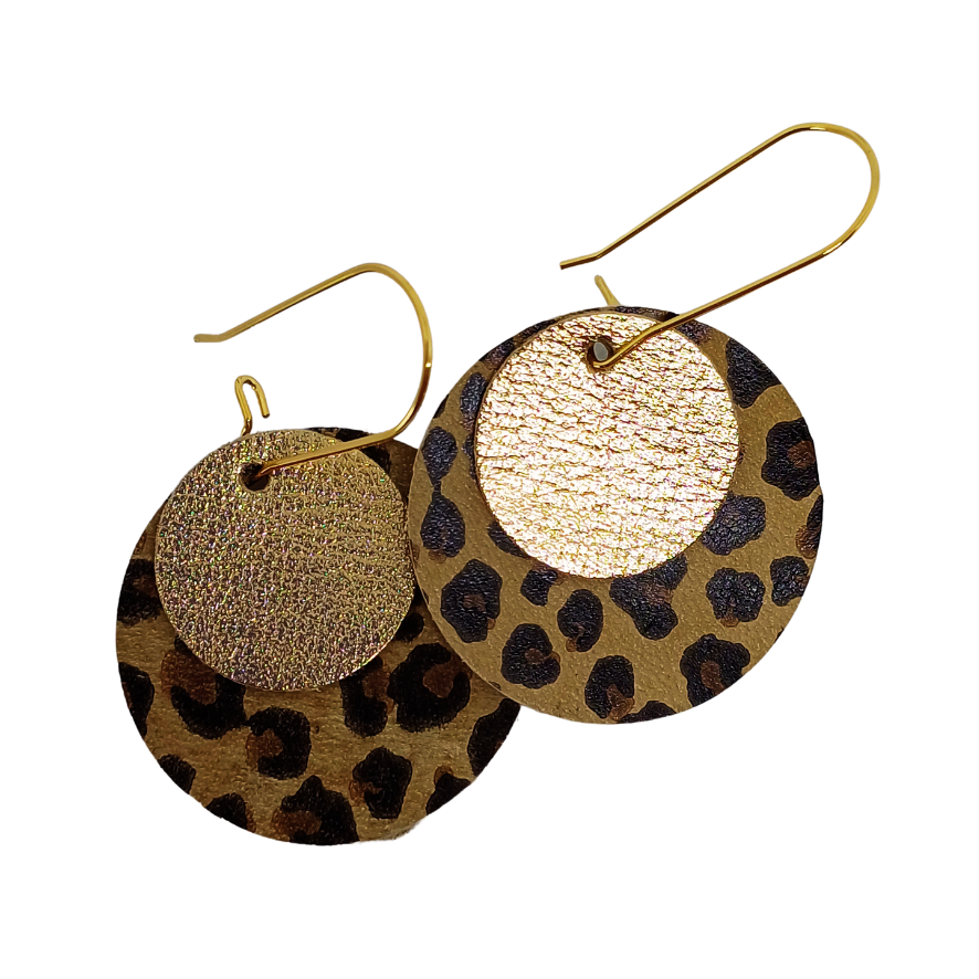 Full Circle Earrings | Leopard Print & Metallic Gold