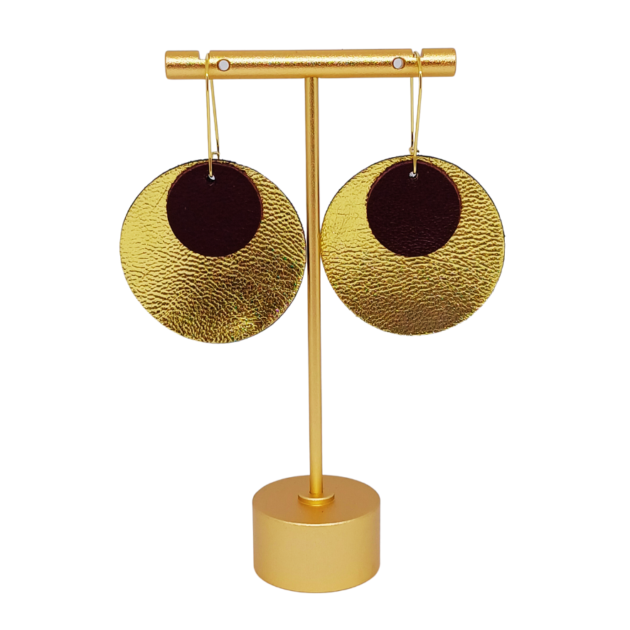 Full Circle Earrings | Metallic Gold & Burgundy