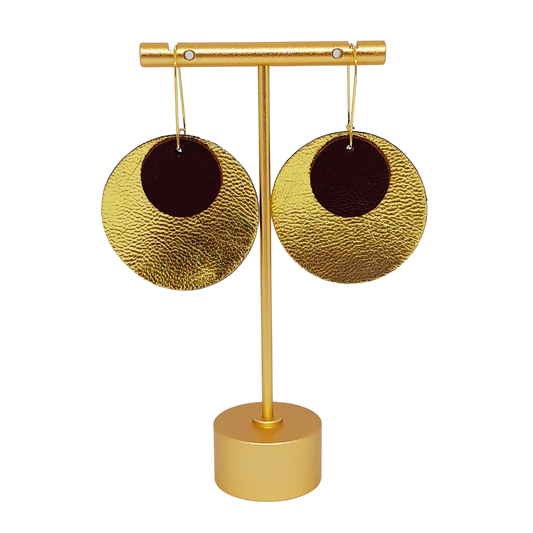 Full Circle Earrings | Metallic Gold & Burgundy