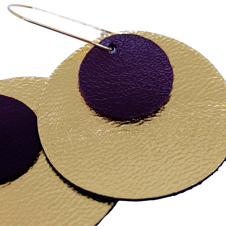 Full Circle Earrings | Metallic Gold & Burgundy