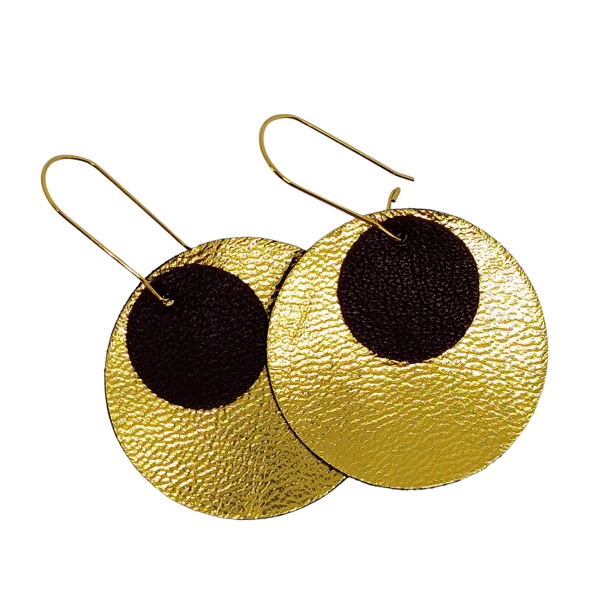 Full Circle Earrings | Metallic Gold & Burgundy