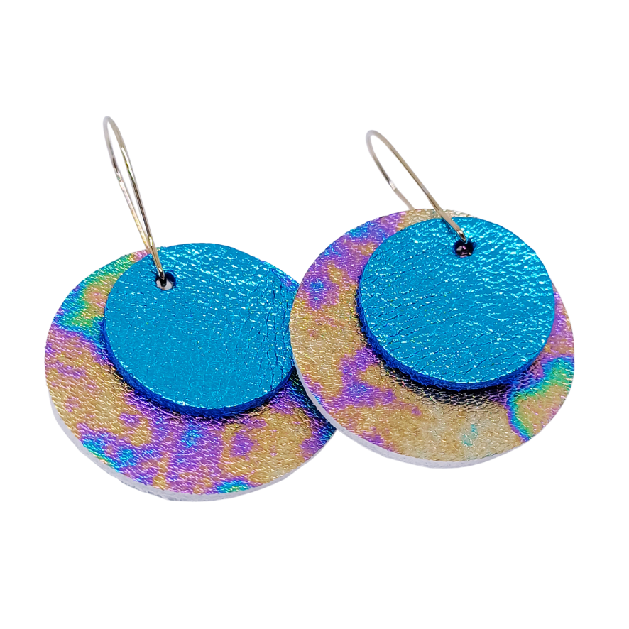 Full Circle Earrings | Petrol & Metallic Turquoise