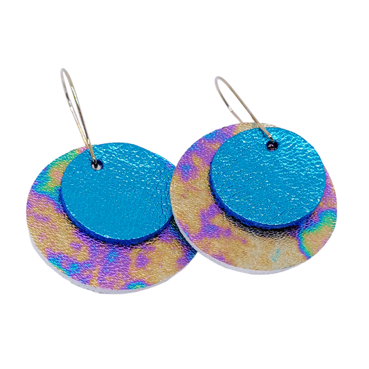 Full Circle Earrings | Petrol & Metallic Turquoise