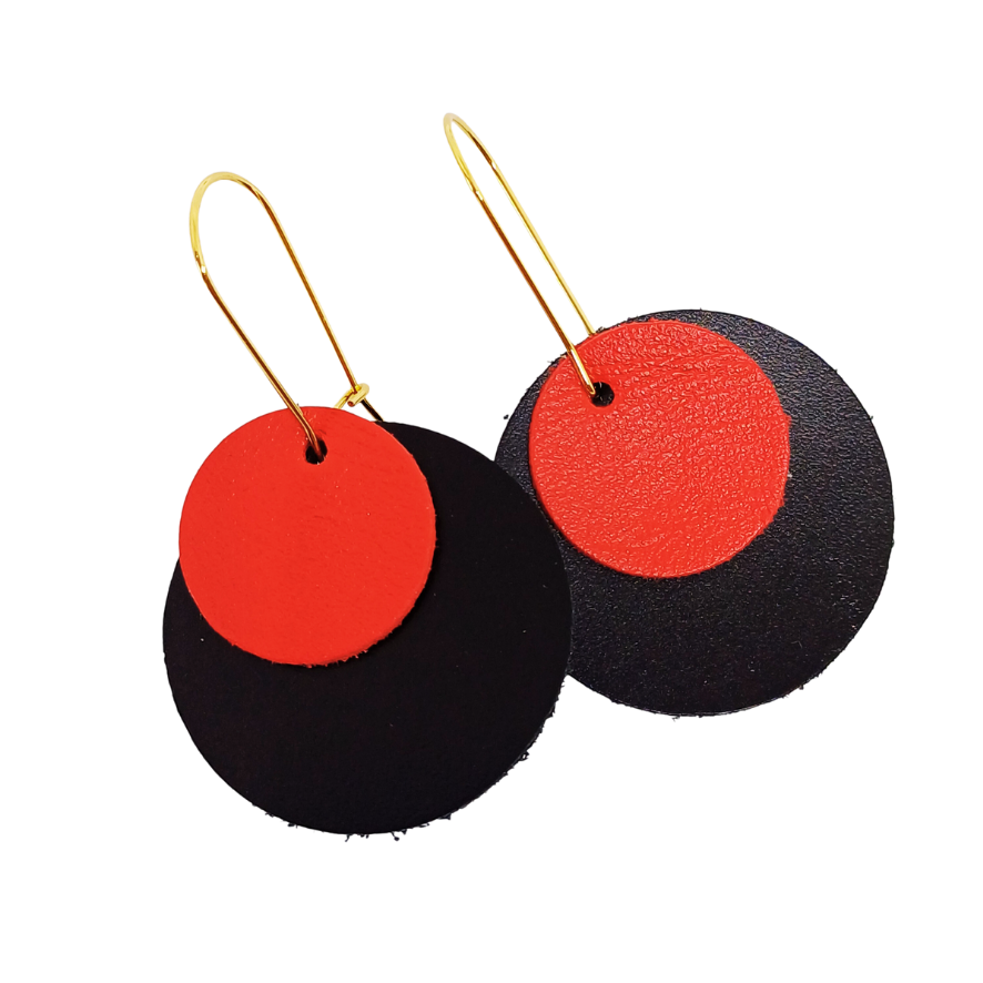 Full Circle Earrings | Matt Black & Red