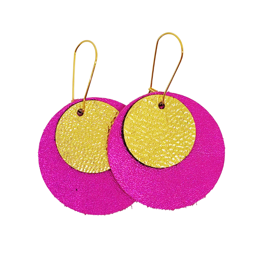 Full Circle Earrings | Shocking Pink & Gold